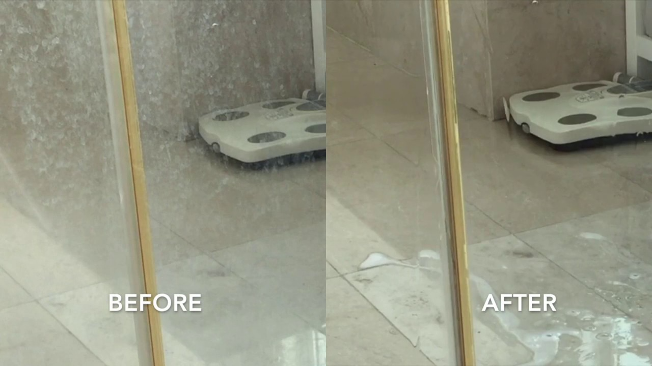 Remove Hard Water Stain From Glass Shower Door in 2.5 minutes. No Manual  Scrub - YouTube